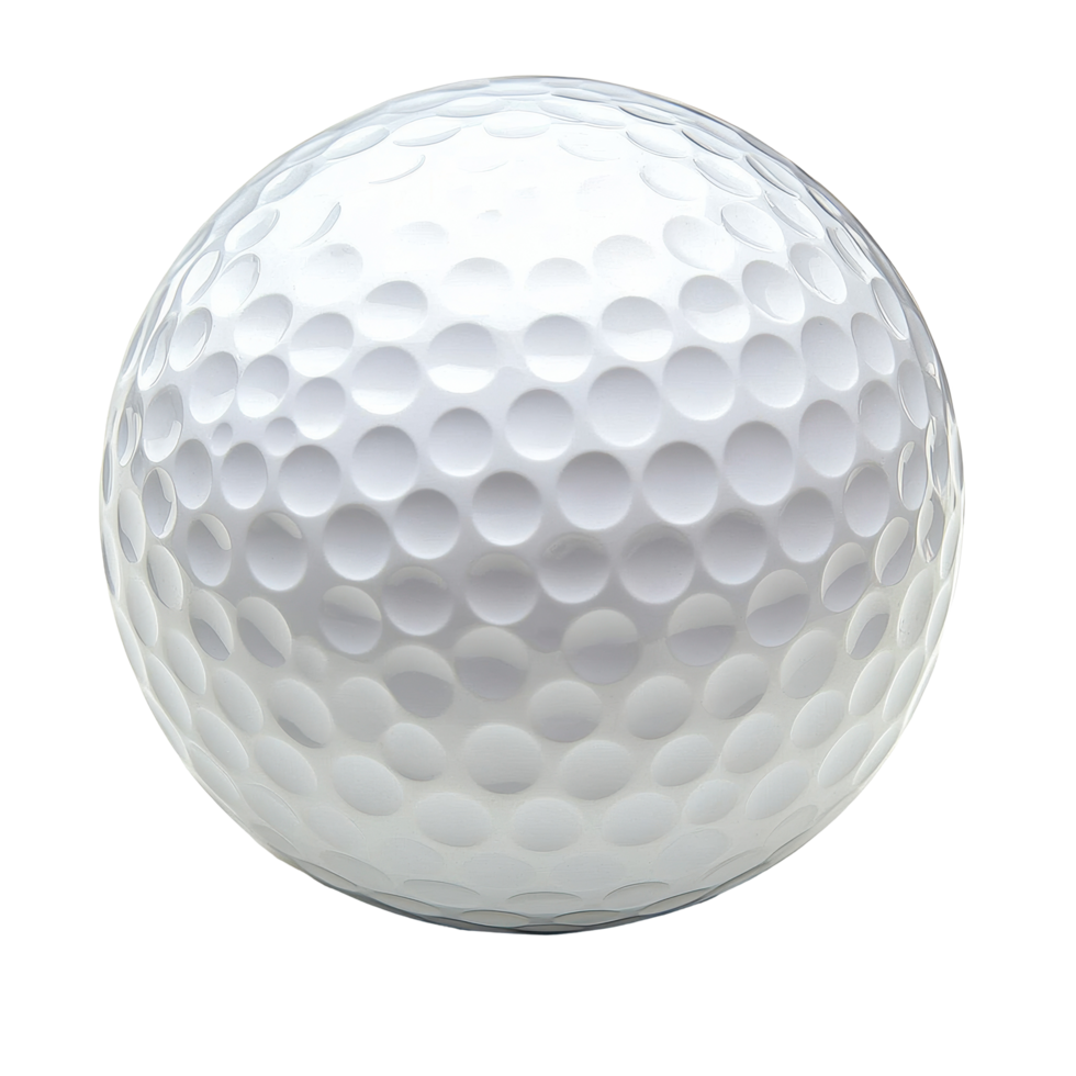 Close up of isolated golf ball showcasing texture and design against a Transparent background, Close Up Golf Ball, Isolated on background png