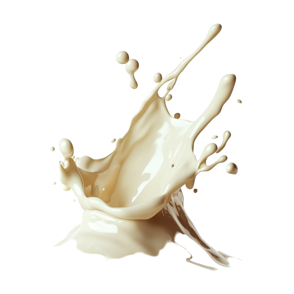 White chocolate splash creating dynamic patterns against a pure Transparent background, White Chocolate Splash on background png