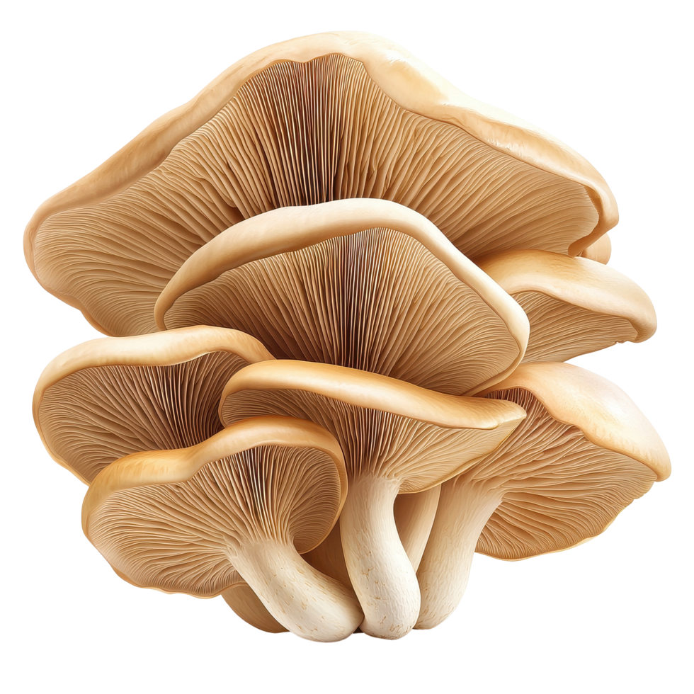 isolated oyster mushroom with delicate gills on transparent background showcasing natural beauty and texture, oyster mushroom isolated on transparent Transparent background png