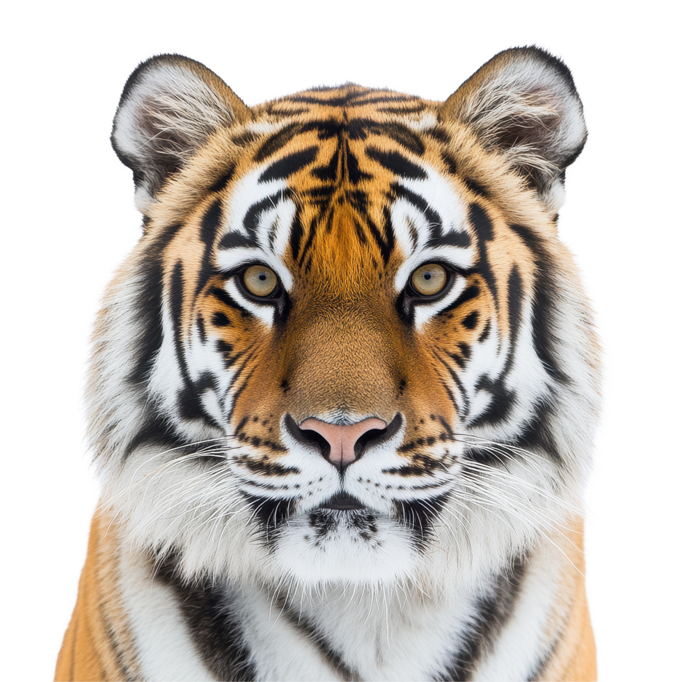 Majestic tiger with striking features on a Transparent background, Tiger on background png