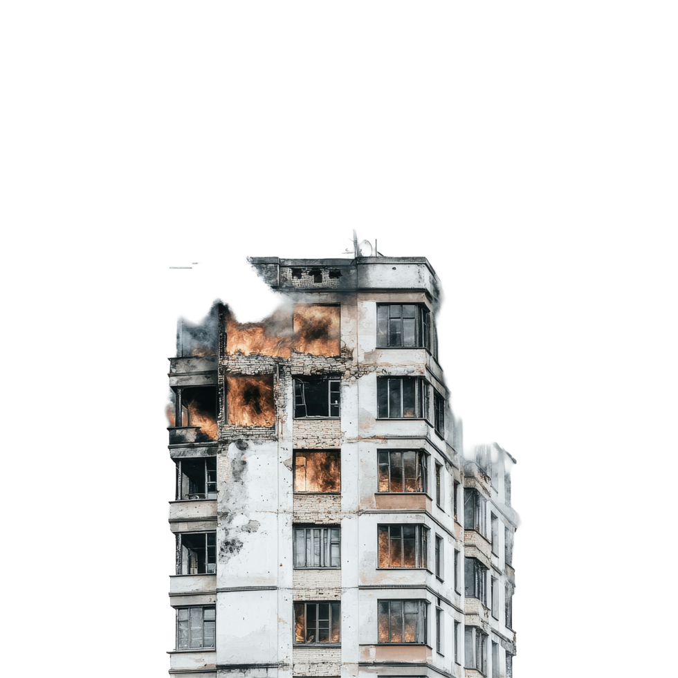 Fire engulfs high rise building, heavy smoke billows from upper floors, building with a lot smoke and fire coming out it png