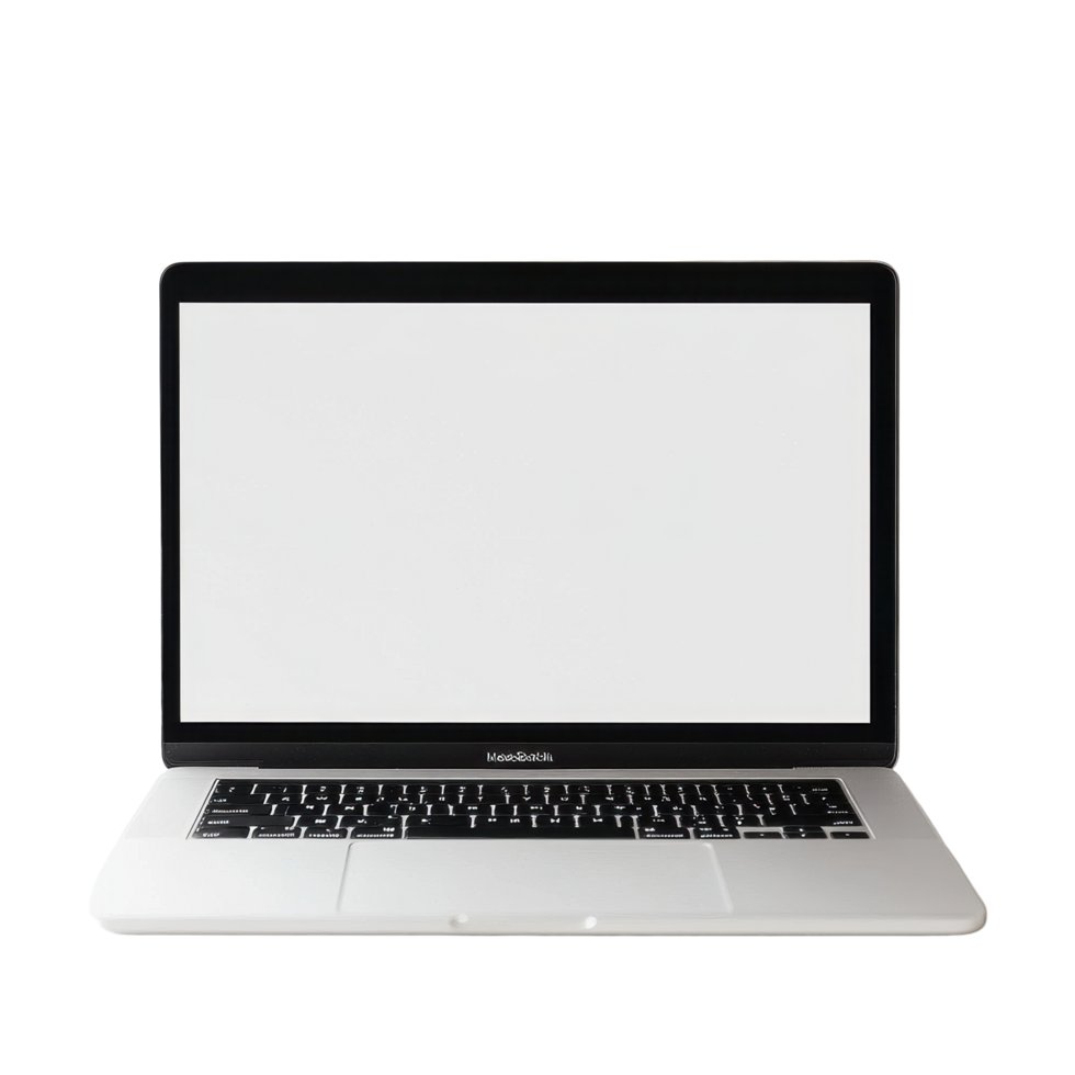 Blank screen laptop positioned on a clean Transparent background for minimalistic visual appeal, Laptop with blank screen background png