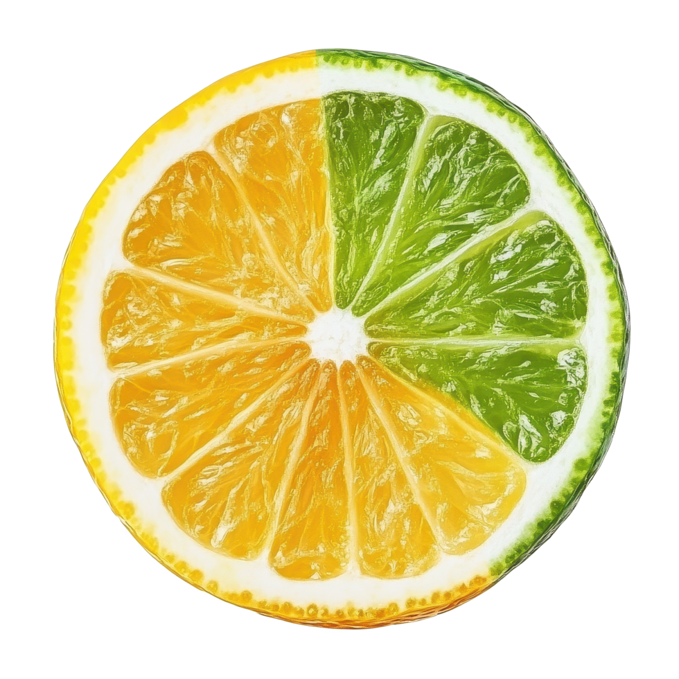Fresh lemon and lime slices displayed on a Transparent background for culinary use in recipes and drinks, lemon and lime slice isolated on background png