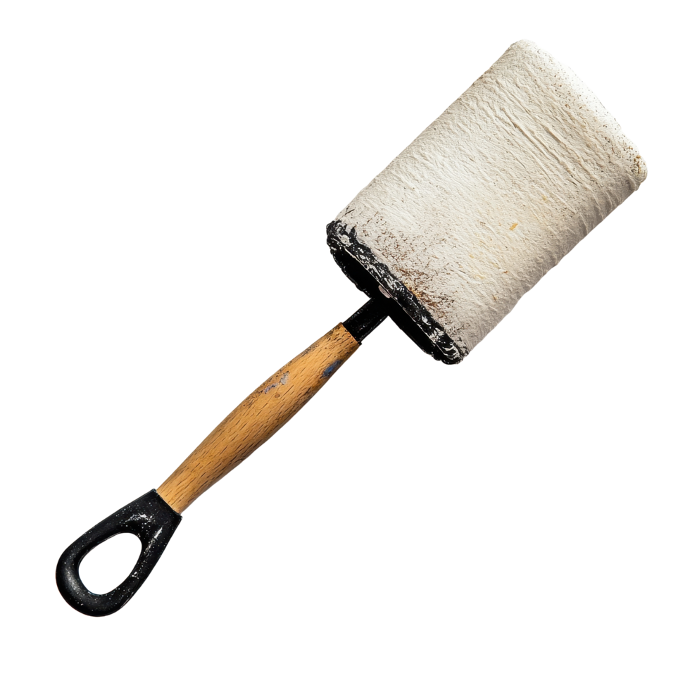 Paint roller with a wooden handle on a plain Transparent background, Paint roller, background png