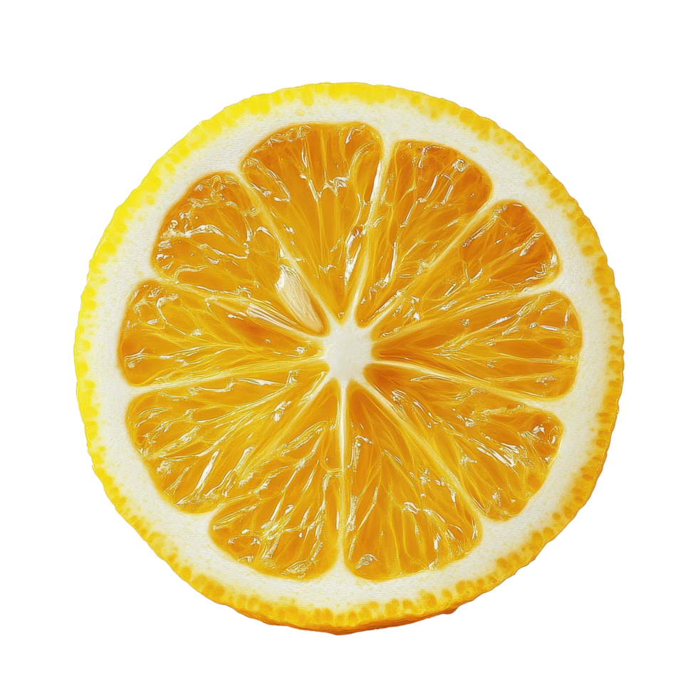 Bright and vibrant slice of lemon citrus fruit on Transparent background for culinary and health uses, slice of lemon citrus fruit on background png