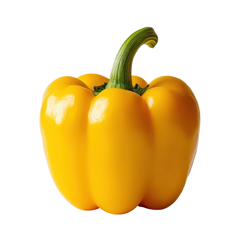 Vibrant sweet yellow pepper on a clean Transparent background highlighting its fresh appeal, Sweet yellow pepper on background png