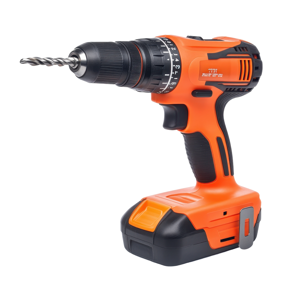 Cordless drill with twist bit for efficient DIY projects in home improvement tasks, Cordless drill with twist bit isolated on white png