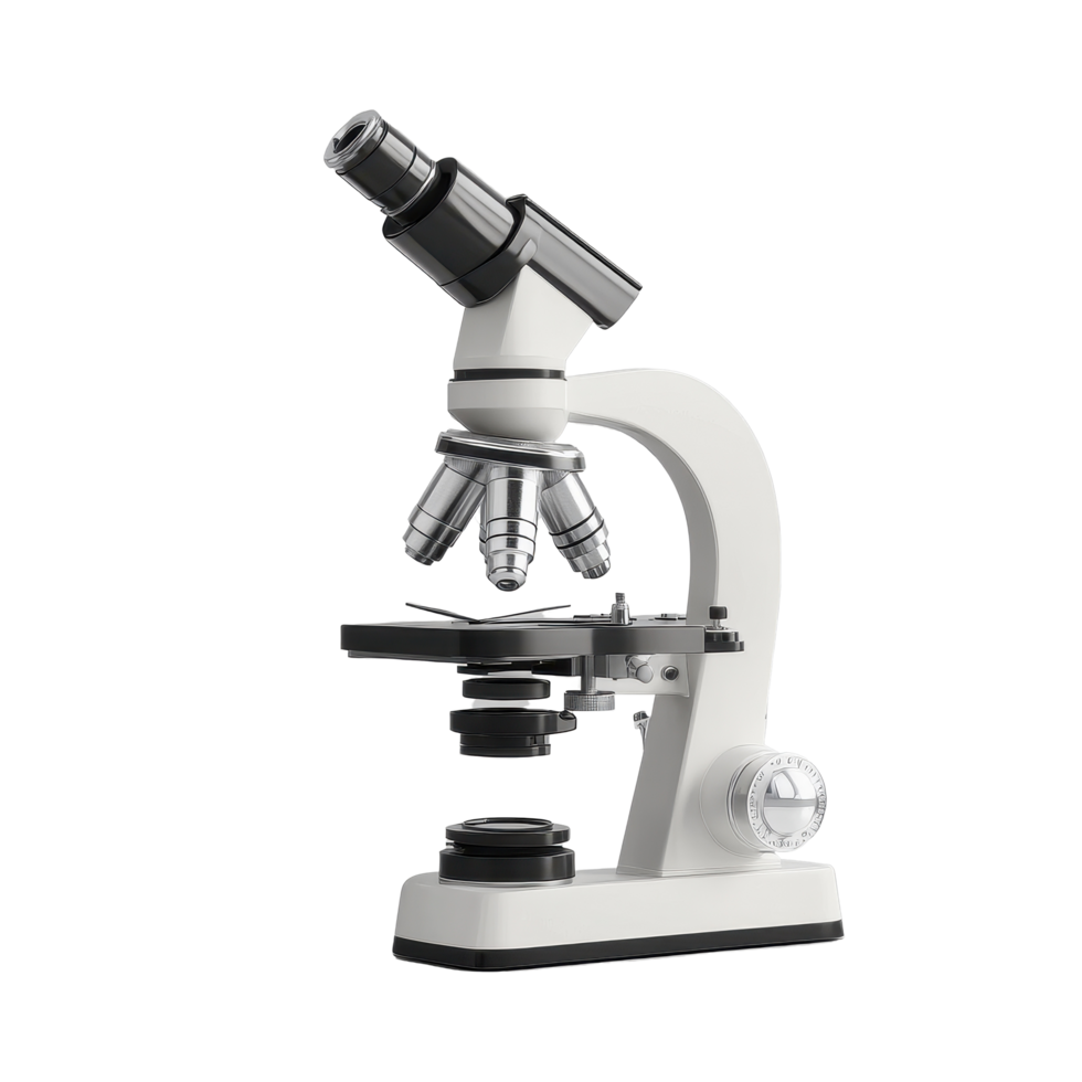 Classic microscope showcasing laboratory equipment essential for scientific research and exploration in a modern setting, Laboratory equipment concept. Classic scientist microscope png