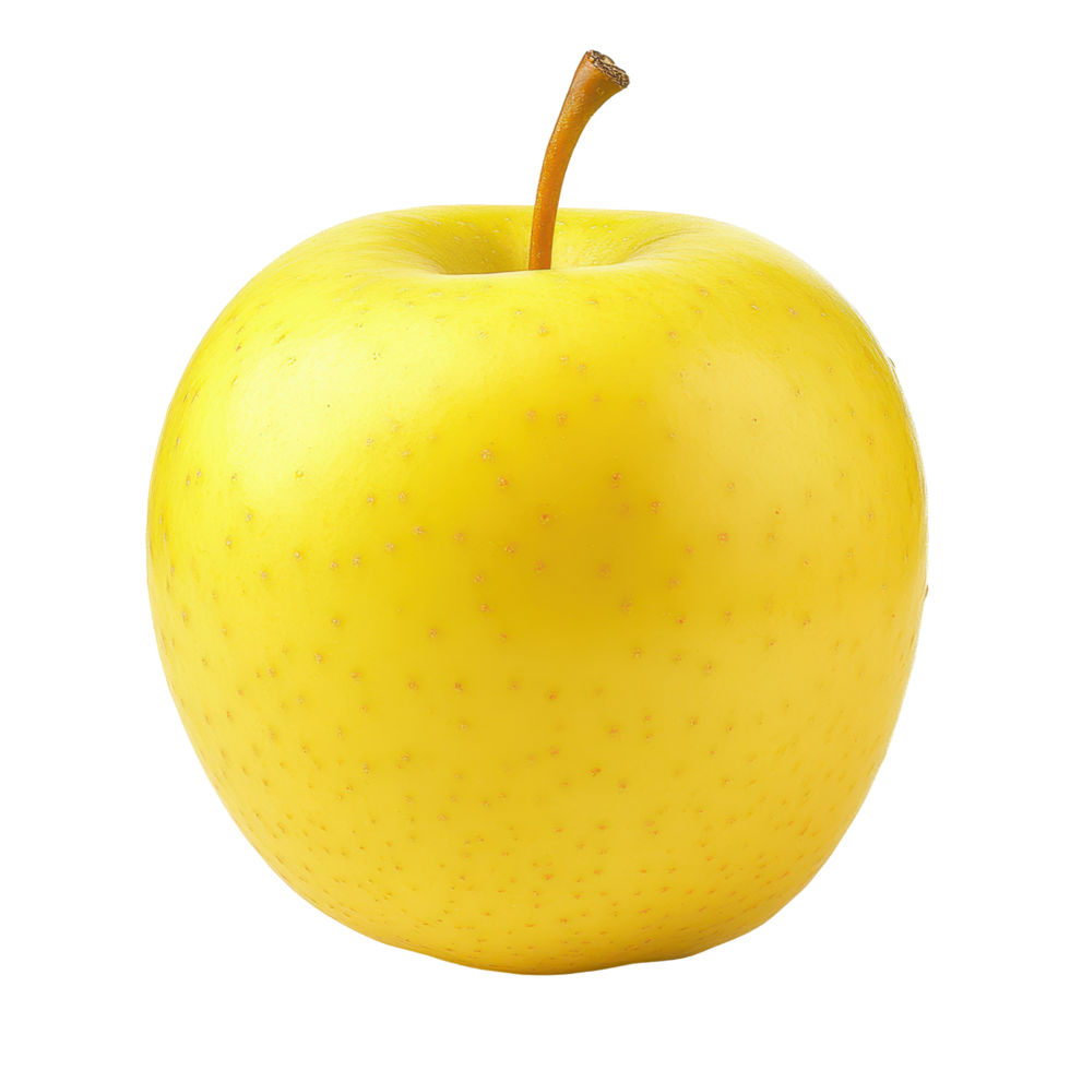 Bright yellow apple isolated on Transparent background, showcasing its smooth texture and vibrant color, yellow apple isolated on background png