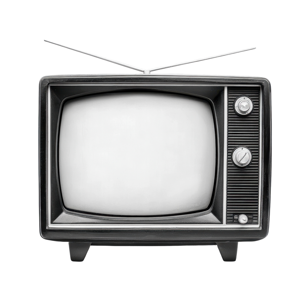 Retro television set displayed against a Transparent background for nostalgic appeal and design versatility, Old TV Retro televisi background and editable screen isolated on background png