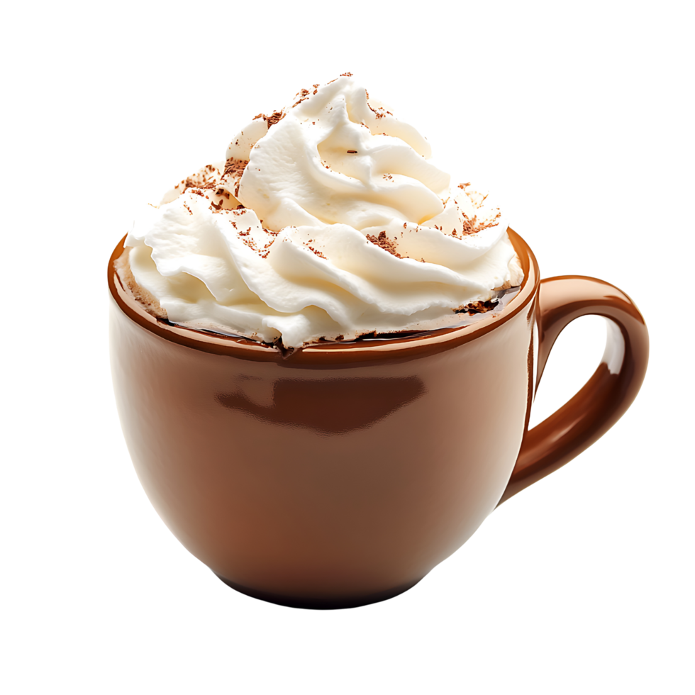 Hot Cocoa with Whipped Cream in Stylish Mug Presentation Isolated on transparent Background png