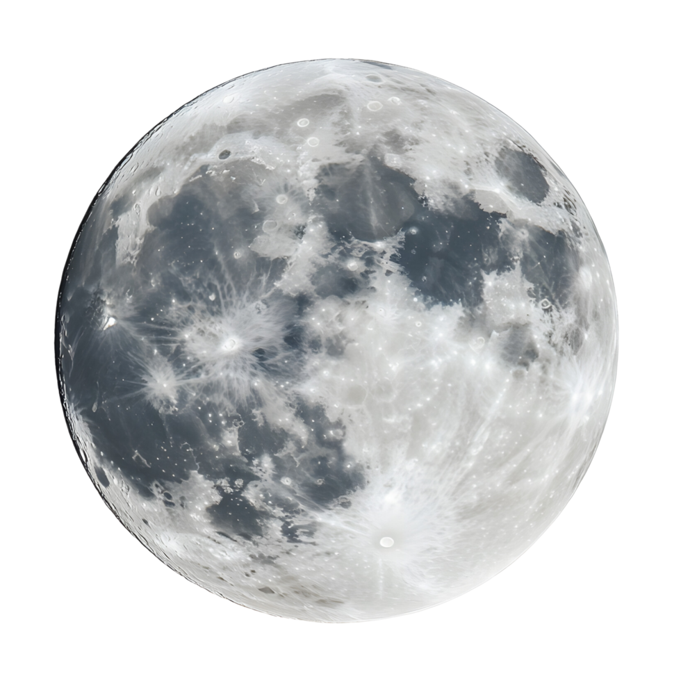 A mesmerizing close-up of a full moon, Isolated on transparent Background png
