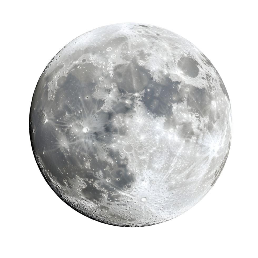 A close-up of a brilliant full moon, Isolated on transparent Background png