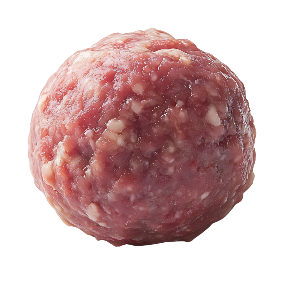 A raw meatball displayed with clean edges and fine texture perfectly isolated on transparent background for versatile food designs png