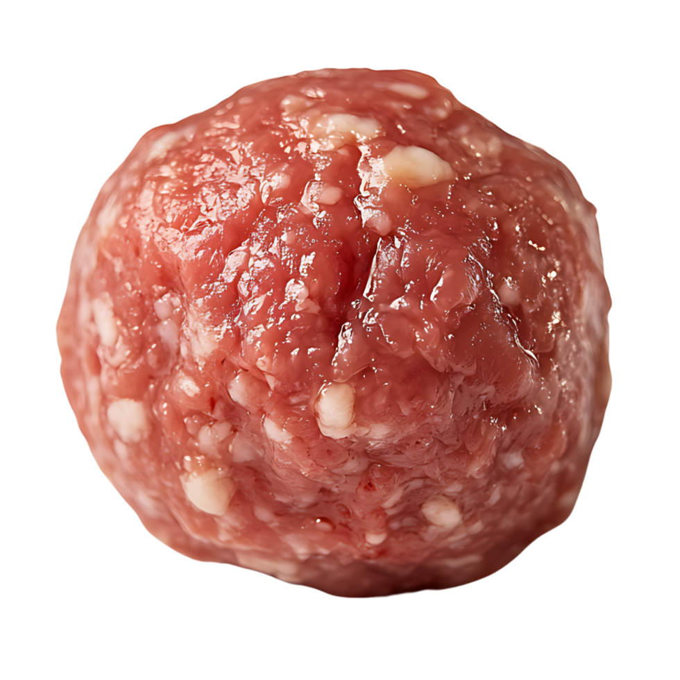 A raw meatball on a pristine, isolated on transparent background png