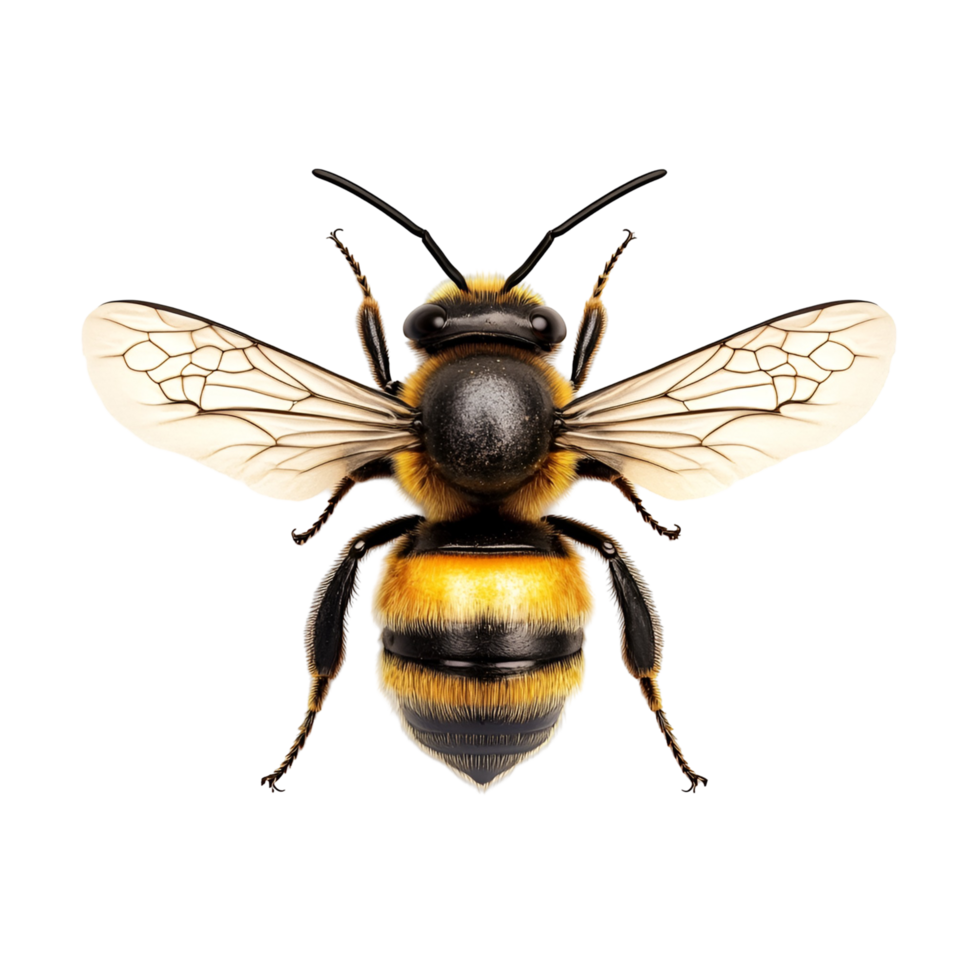 Golden Bee With Open Wings Transparent Background png