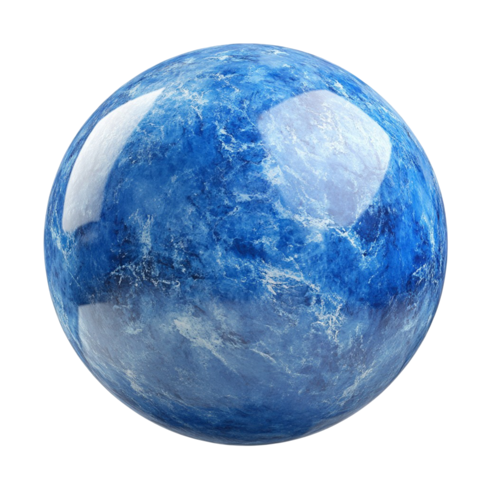 Shiny Blue Marble Sphere On Transparent Background png
