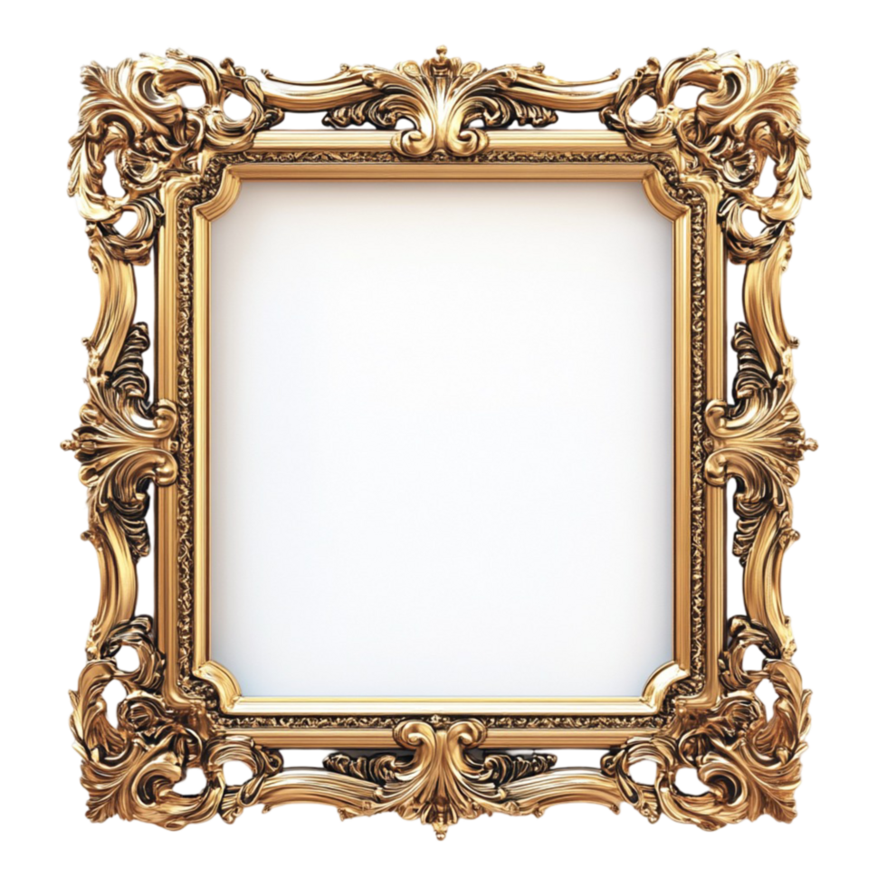 Stylish Gold Frame With Empty Space on a transparent background png
