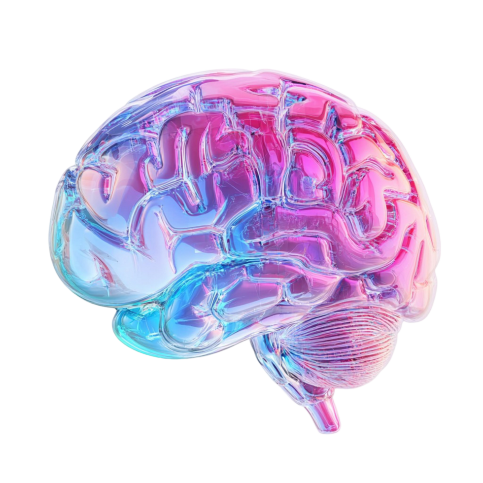 Colorful Brain On Transparent Surface Isolated png
