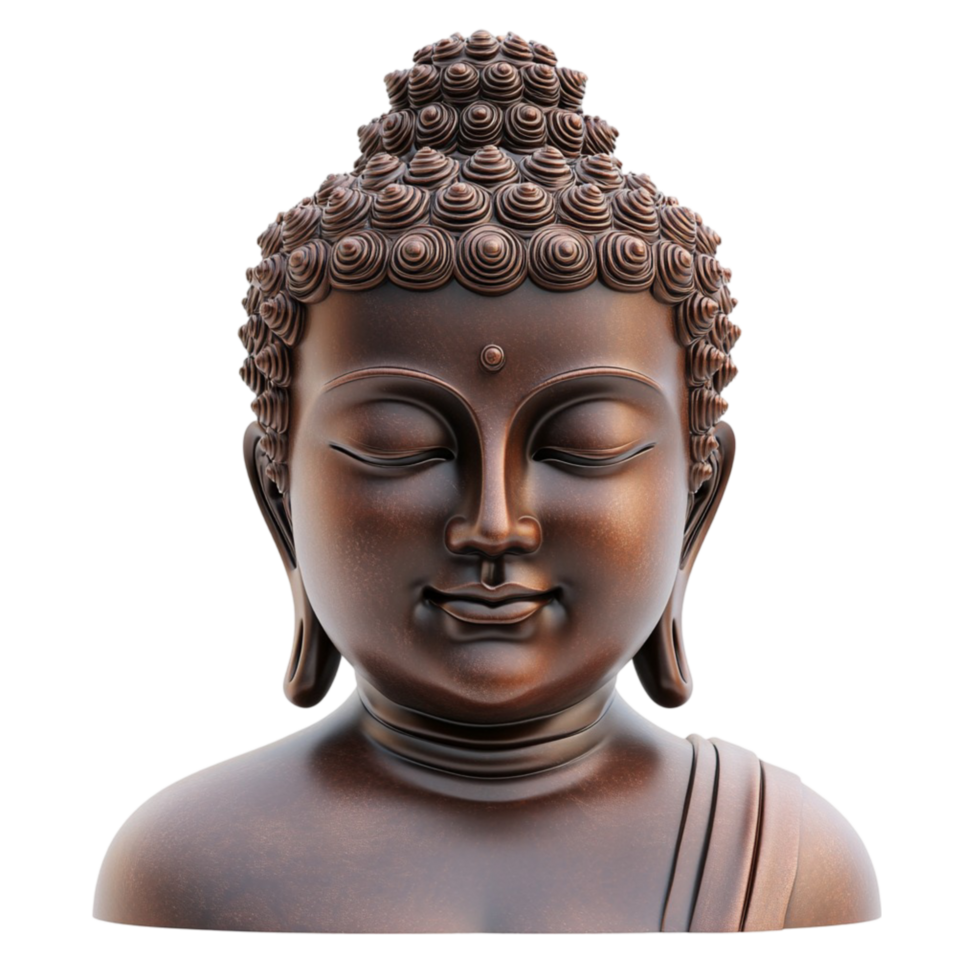 Peaceful Golden Buddha Statue Sitting Meditation Pose on transparent background png