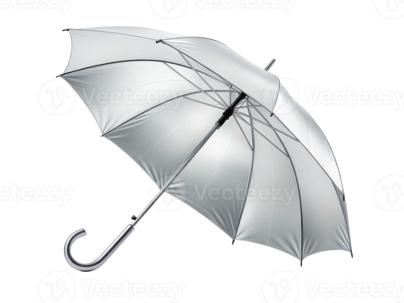 sleek silver umbrella with glossy finish, perfect for protection against rain and sun. Its elegant design adds touch of style to any outing png