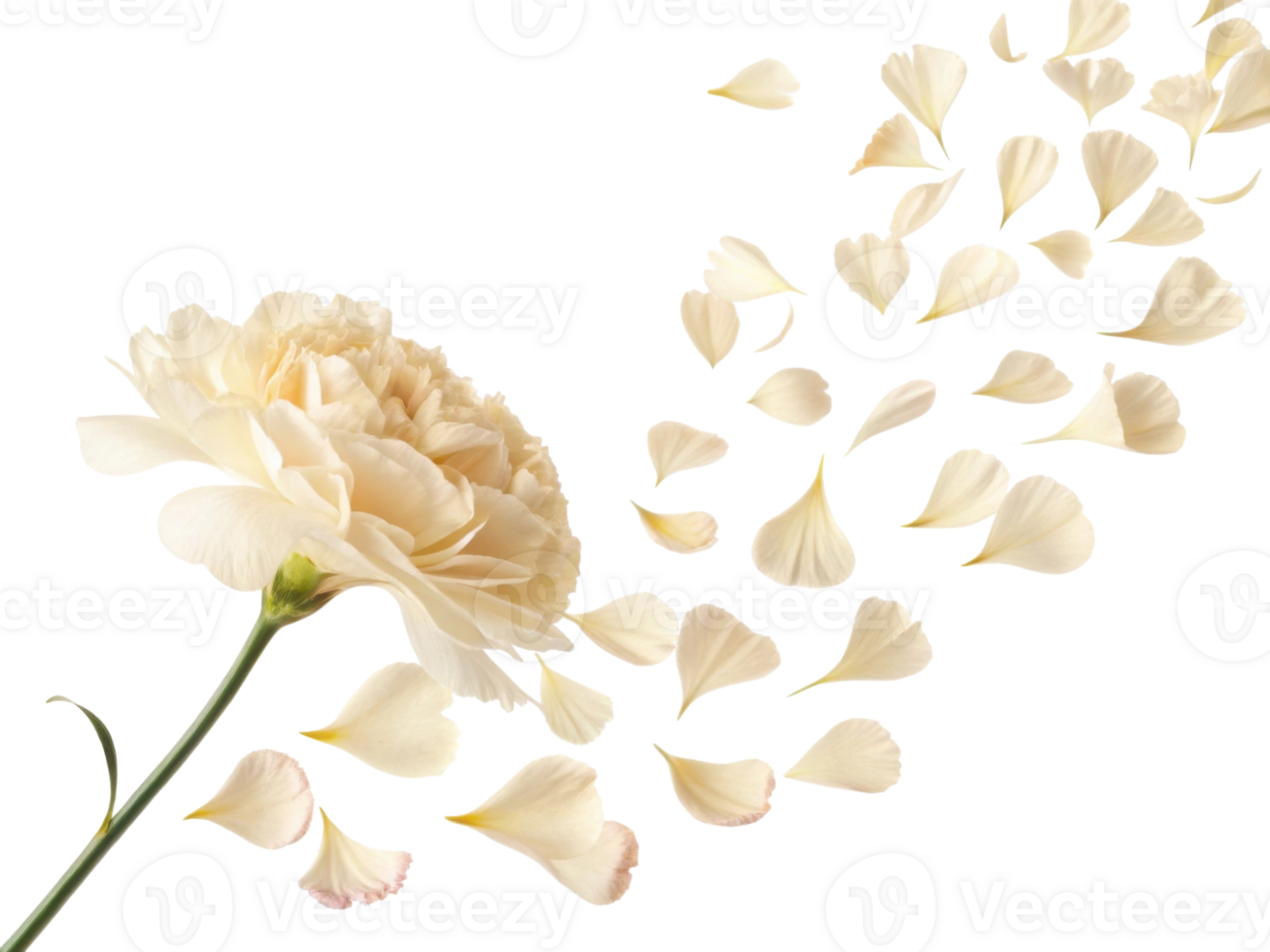 beautiful carnation flower with delicate petals gracefully falling, creating serene and elegant atmosphere png