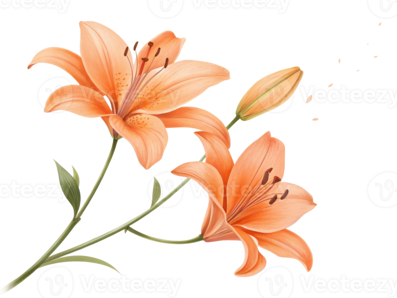 Beautiful orange lilies bloom gracefully, showcasing their delicate petals and vibrant colors, perfect for adding elegance to any setting png