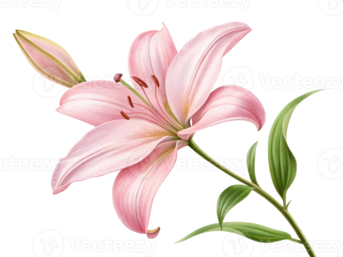 beautiful pink lily flower blooms gracefully showcasing its delicate petals and vibrant green leaves, symbolizing elegance and purity png