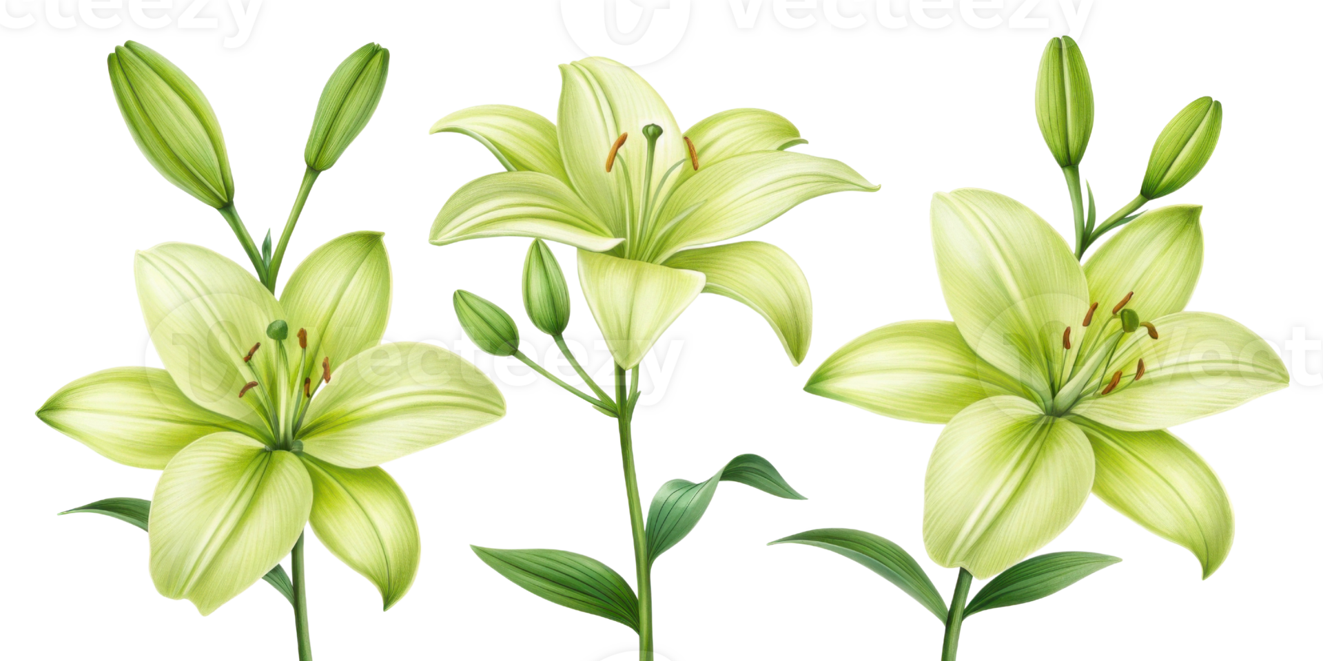 Lily flowers bloom gracefully with delicate petals and vibrant green leaves creating serene and beautiful atmosphere in nature png