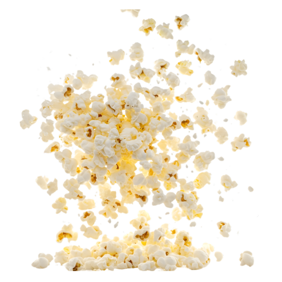 Flying Popcorn A Delightful Burst of Movie Snack png