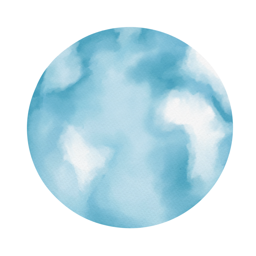 Watercolor blue globe illustration. Abstract earth without land. Ocean globe illustration. png