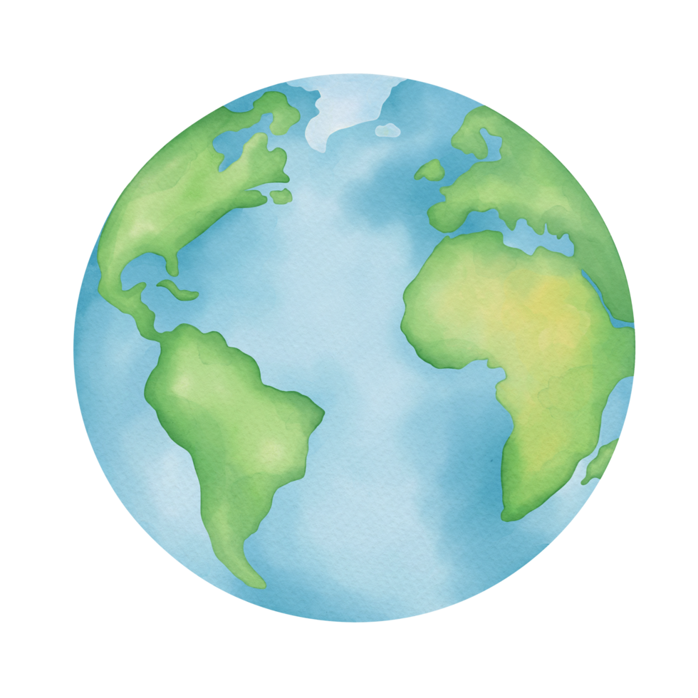 Watercolor earth or globe illustration for international earth day. png