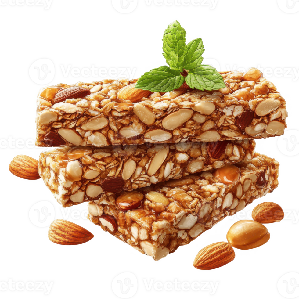 Stack of granola bars on a transparent background png