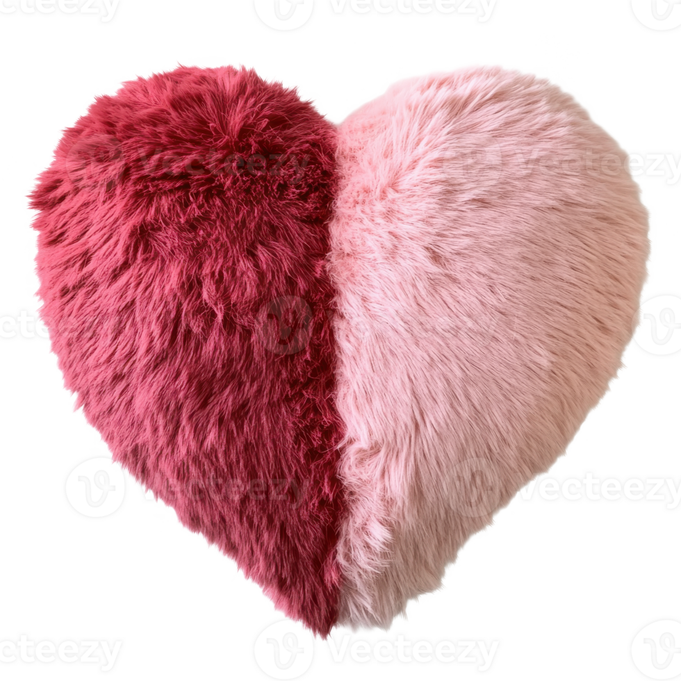 Fuzzy heart shaped pillow on a transparent background png