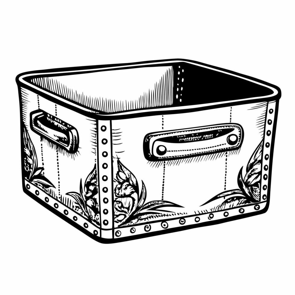 Vintage Decorative Storage Box Illustration with Ornate Detailing vector
