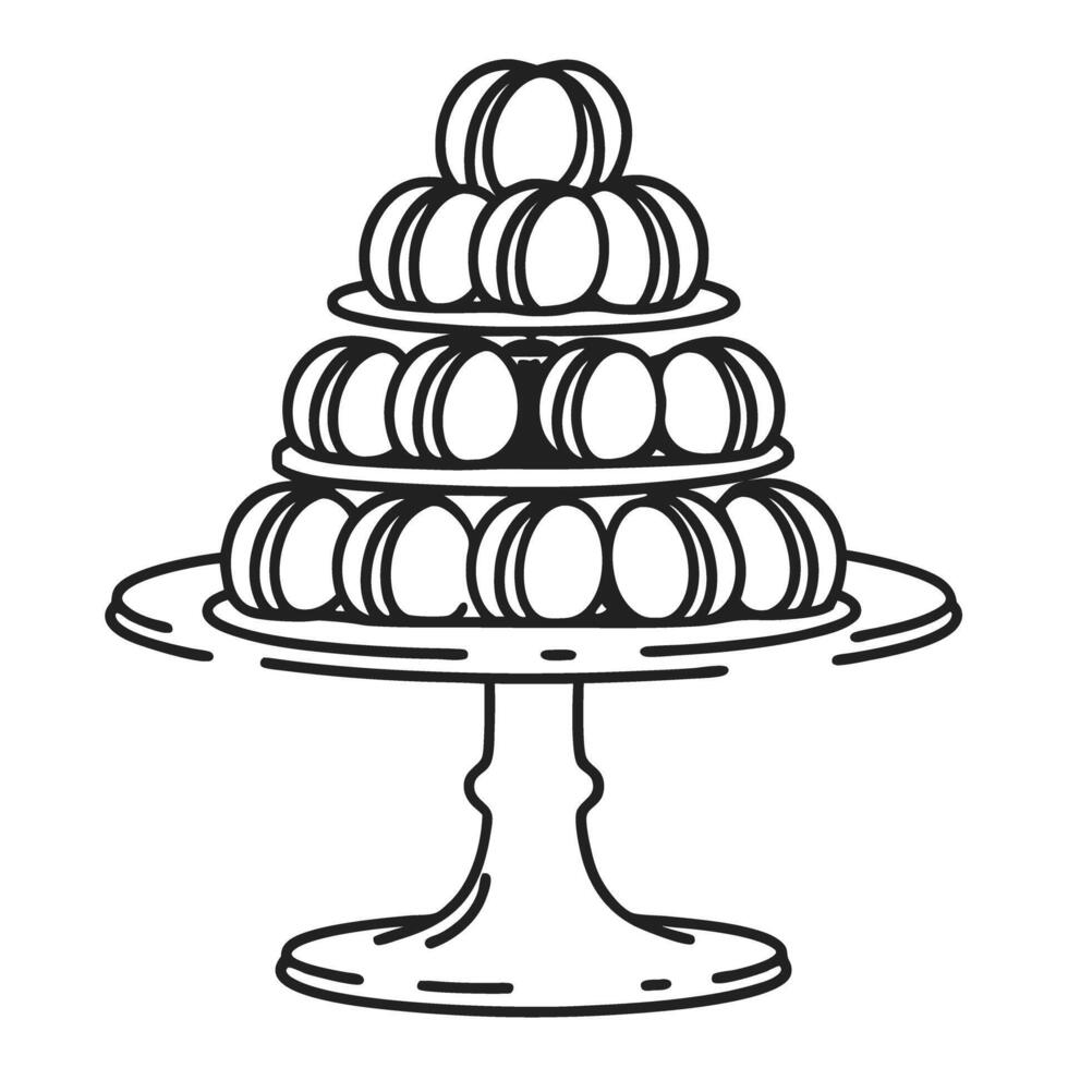 macaron tower on a cake stand elegant dessert display, sweets and pastries in fine culinary presentation vector