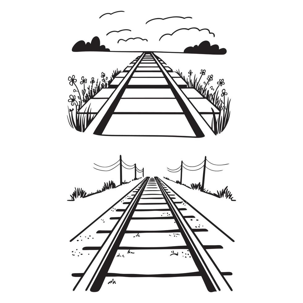 Railroad tracks in the fog vector