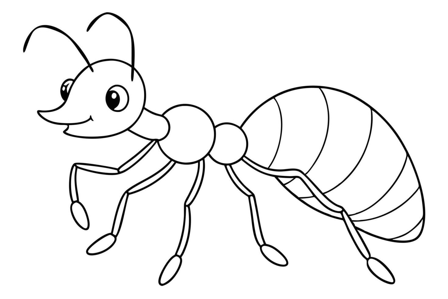 Cartoon Ant Outline for Coloring Pages vector