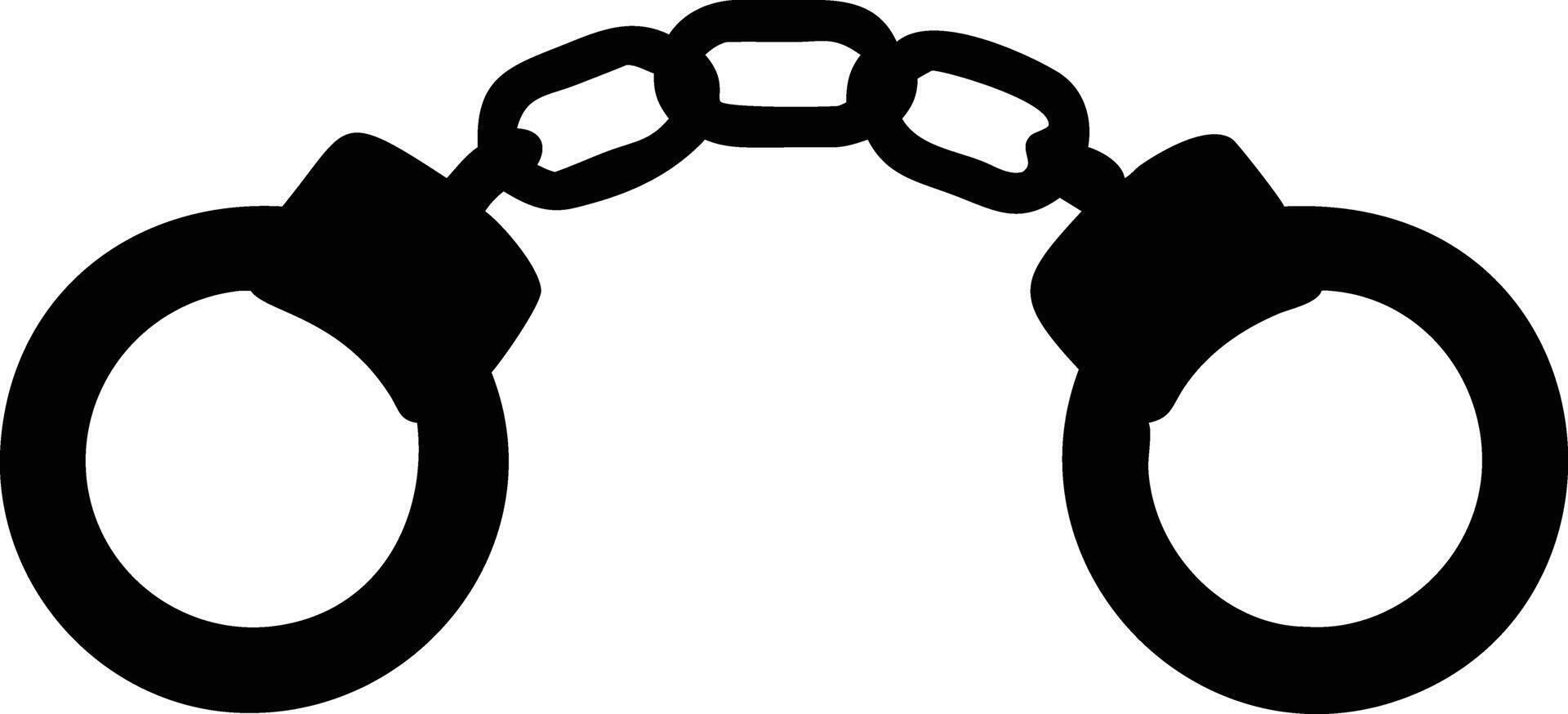 Handcuffs Icon, Black Metal Restraints, Security Concept vector