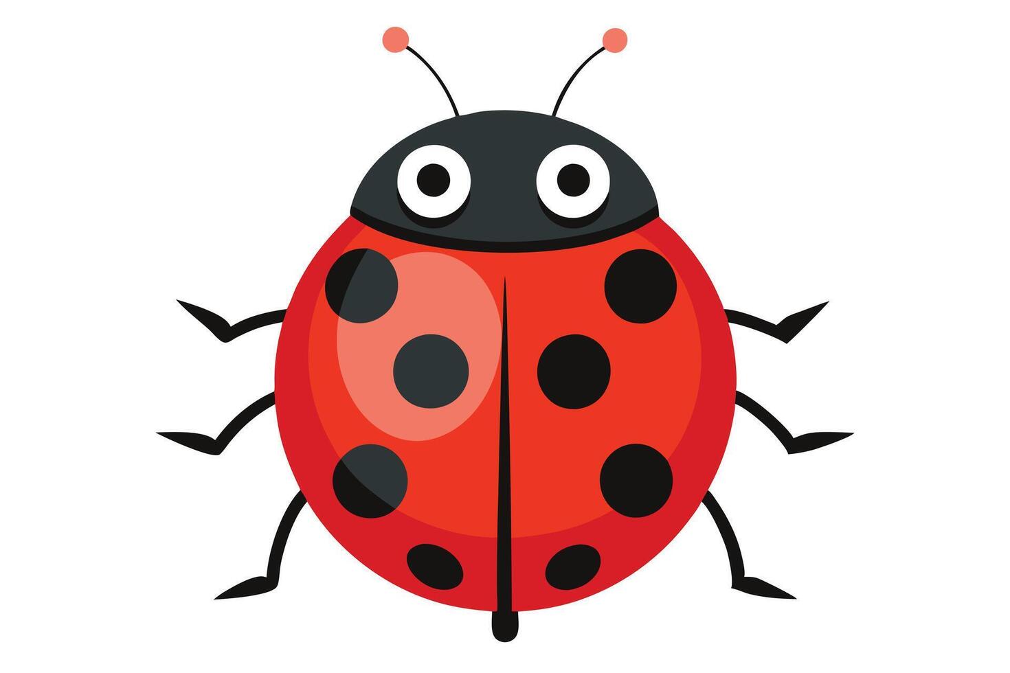 Cute Cartoon Ladybug with Red Shell and Black Spots vector