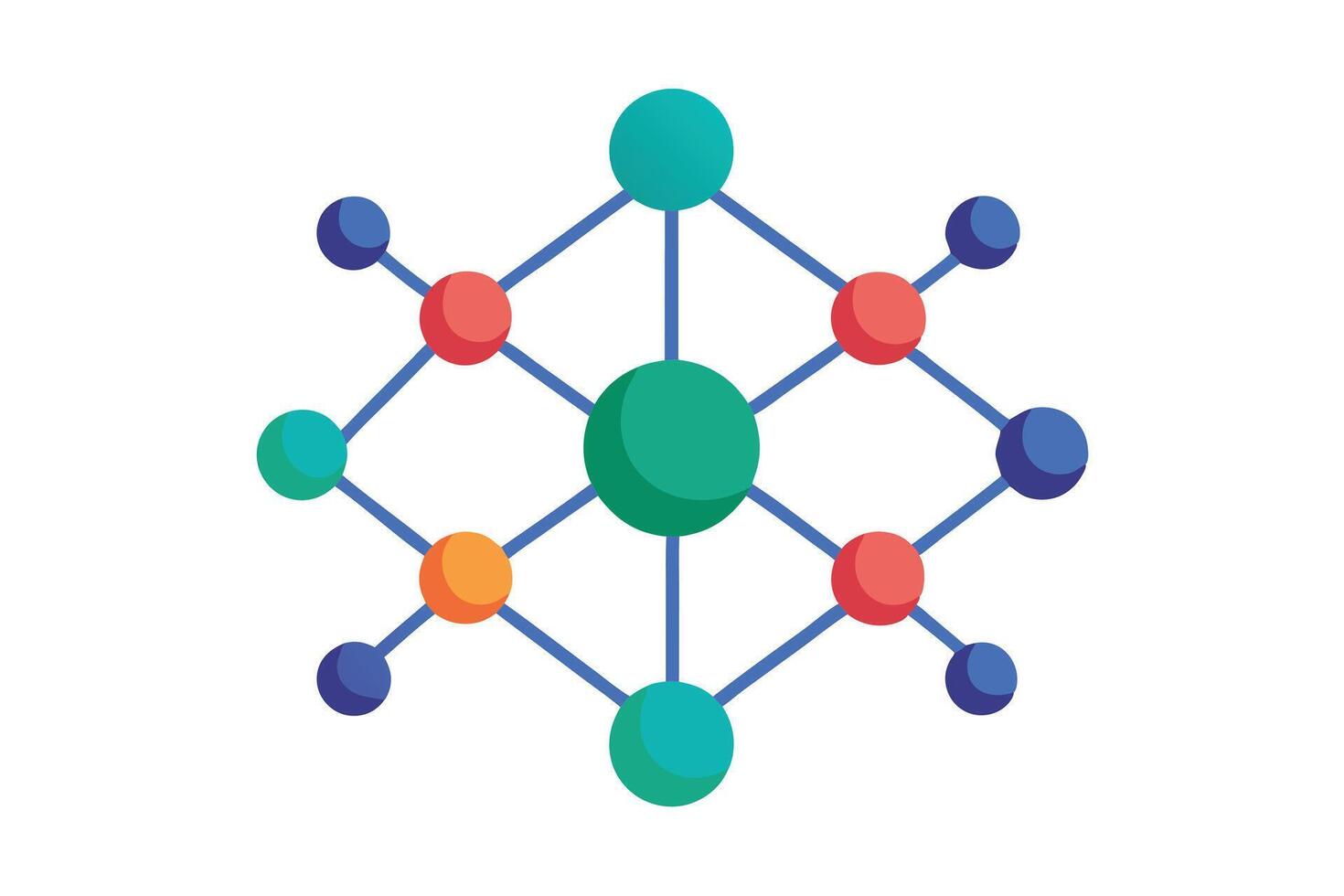 Colorful Nodes Network Abstract Flat Design Connecting vector