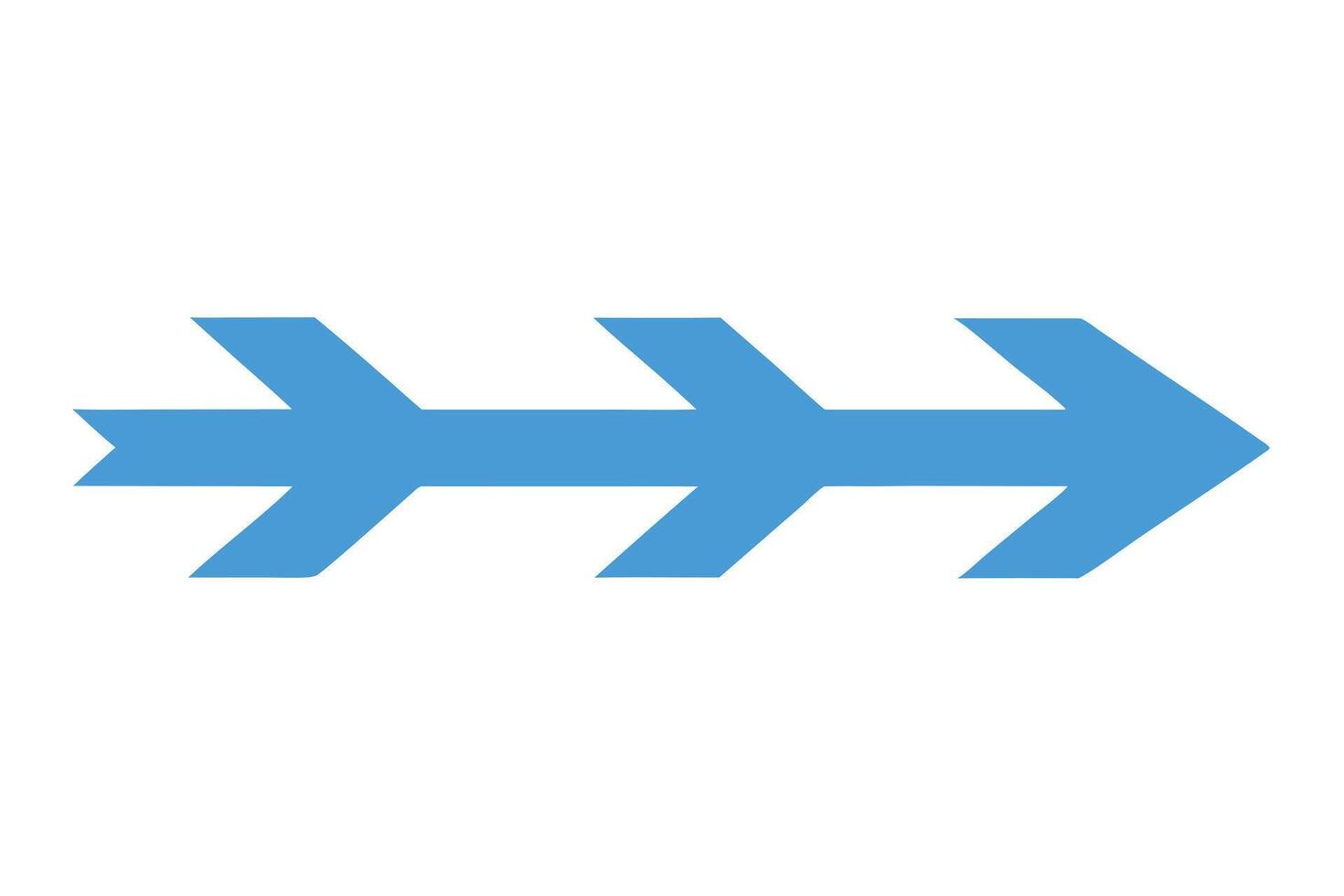 Cyan Arrow Right Pointing Sign with Three Segments vector