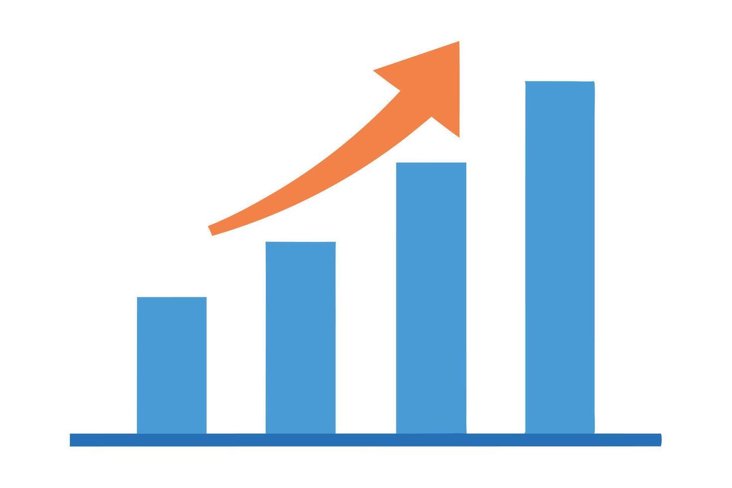 Graph Chart with Orange Arrow, Upward Trend, Blue Columns vector
