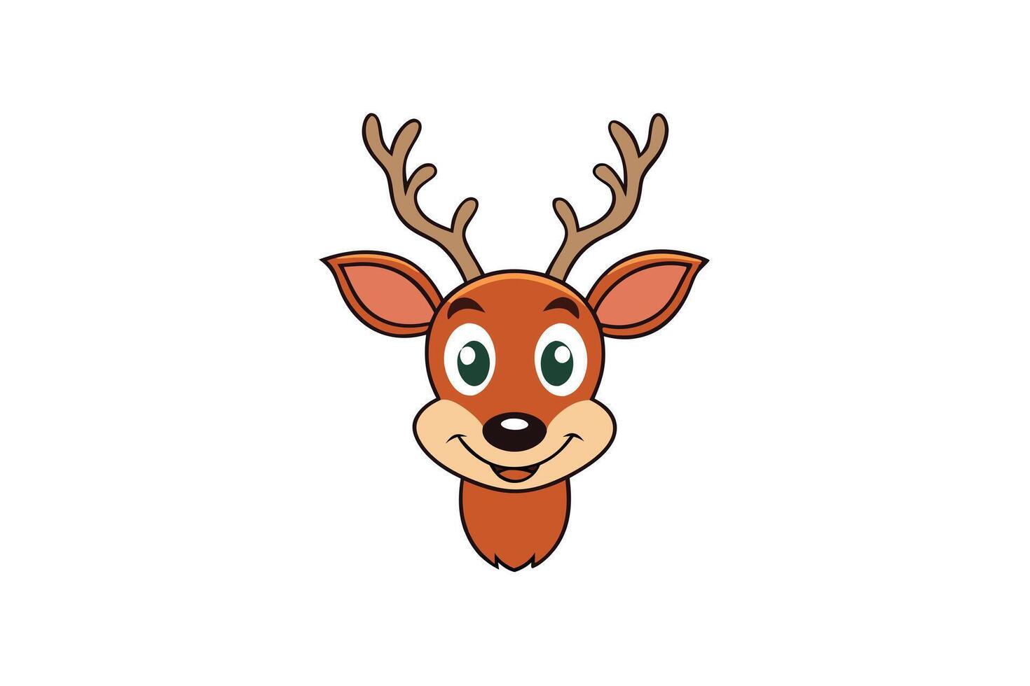 Cartoon Reindeer Head with Antlers Isolated vector