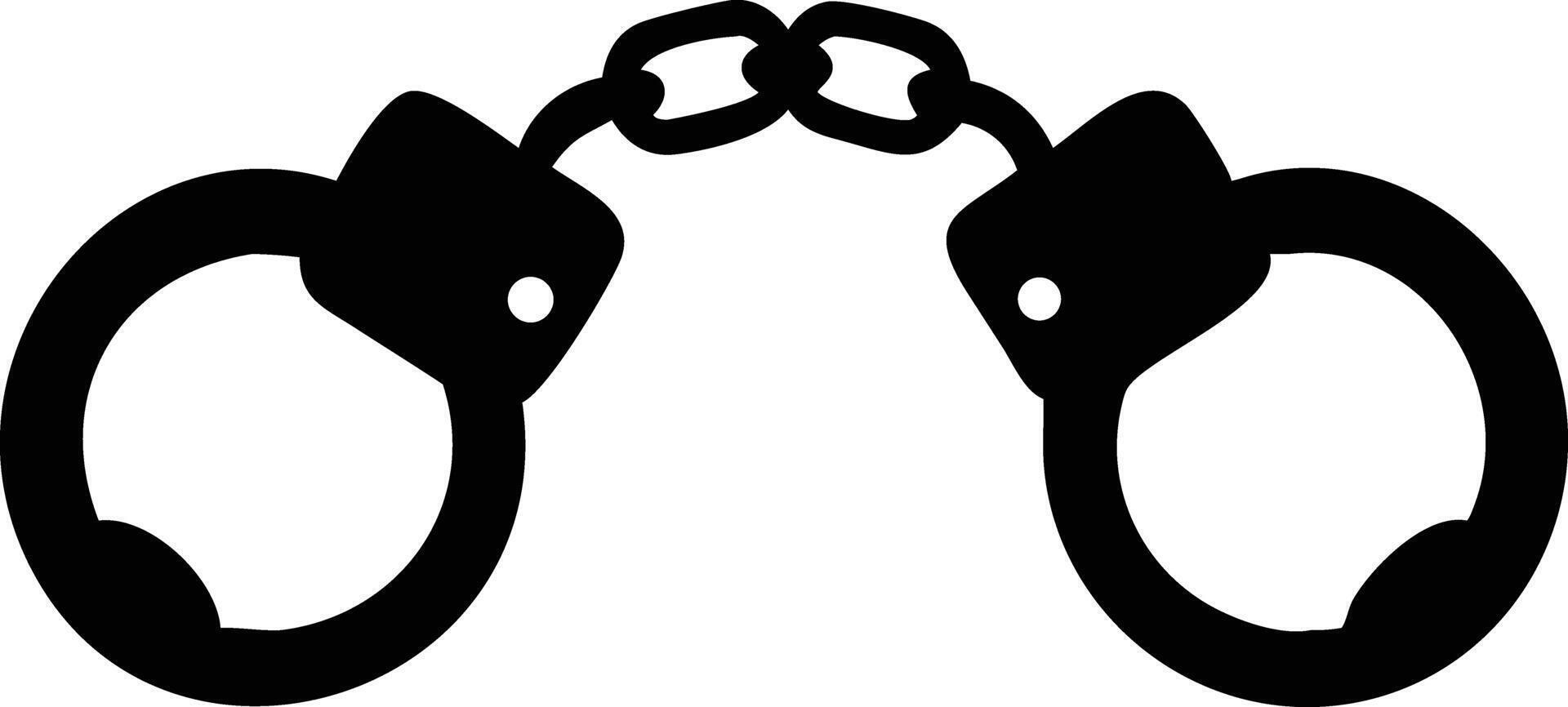 Isolated Metal Handcuffs Silhouette Icon on White Background, Justice and Security vector