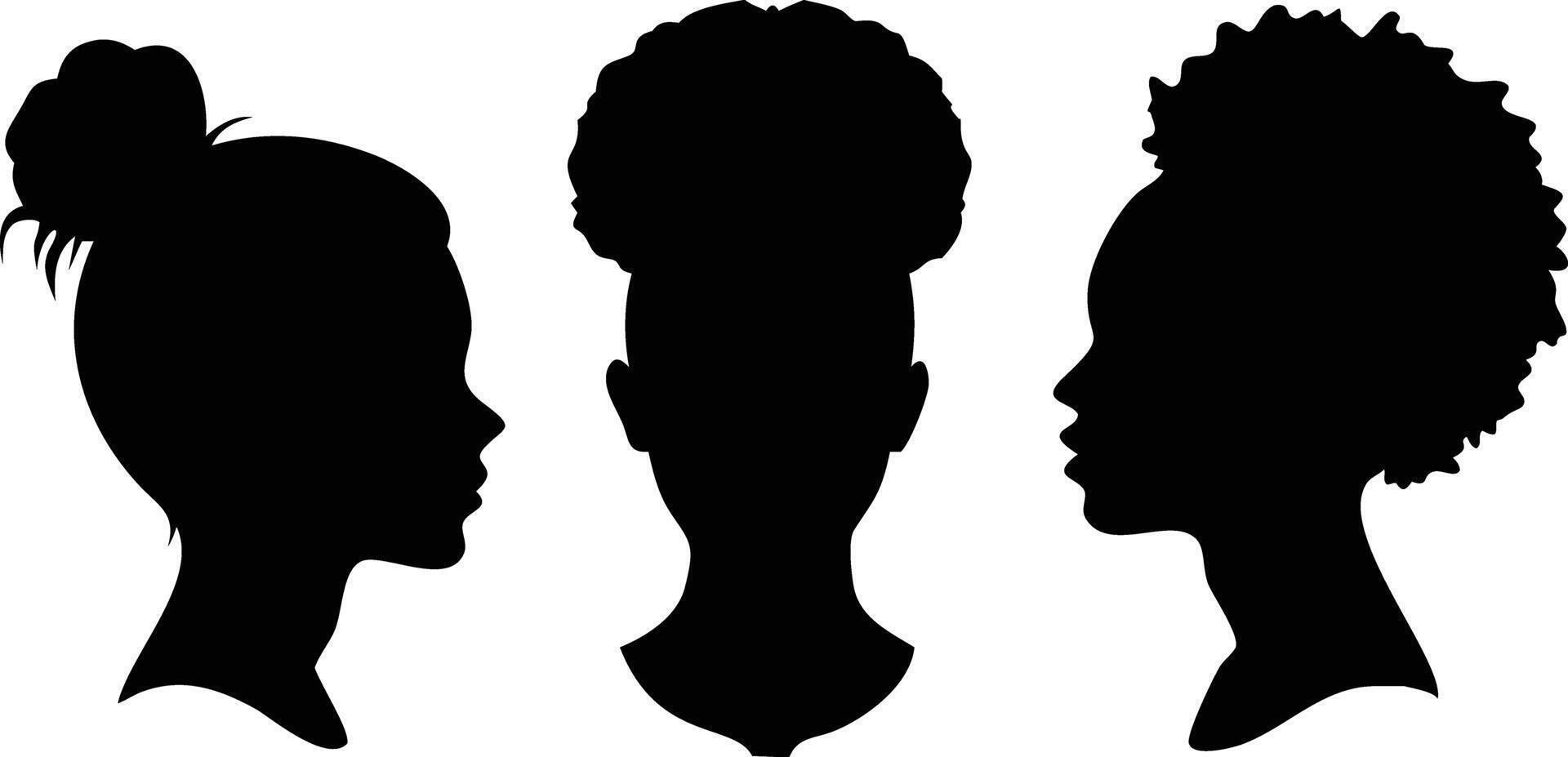 African American Woman Silhouette Portrait with Natural Hair on White Background vector