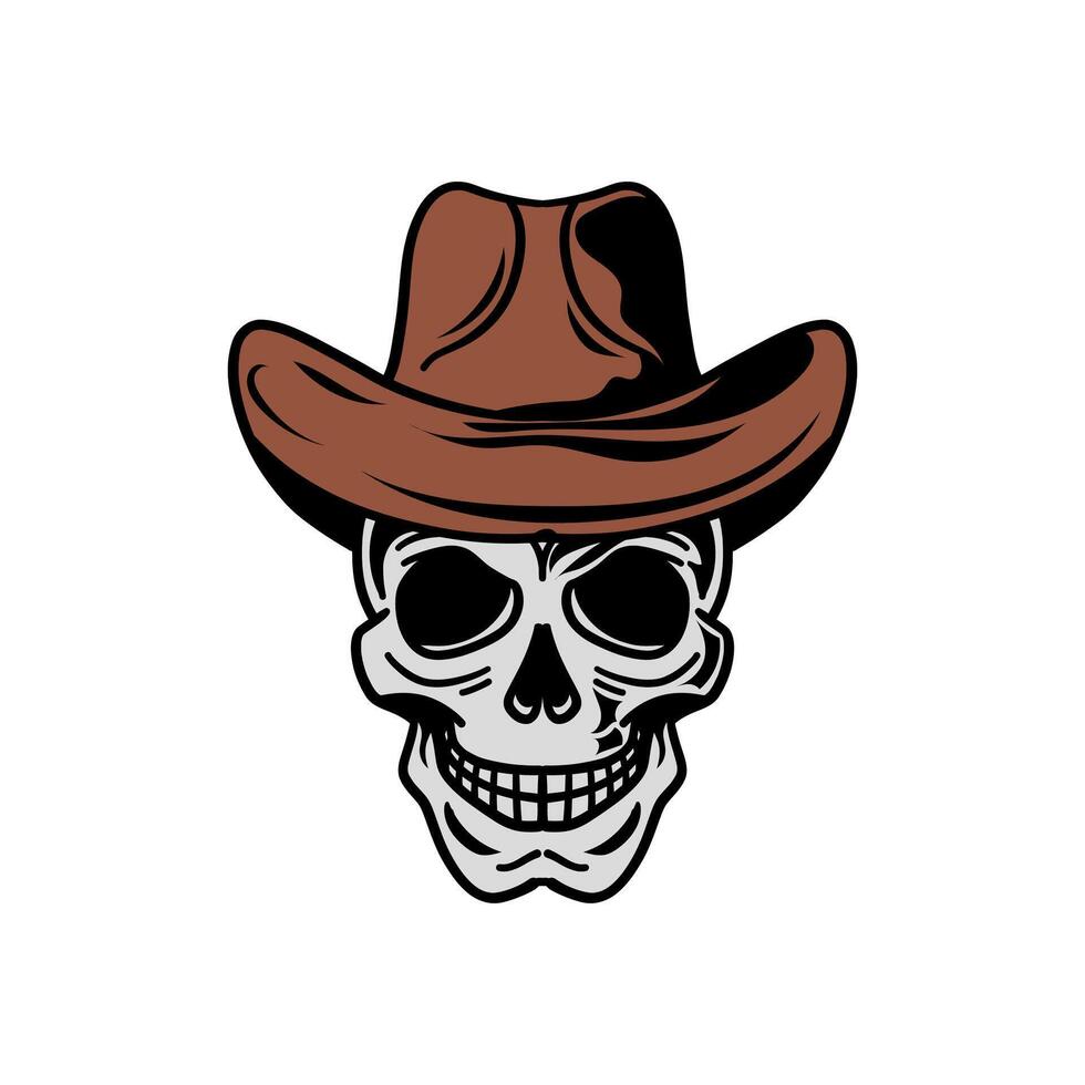 head skull cowboy illustration for mascot, logo, template design, etc vector