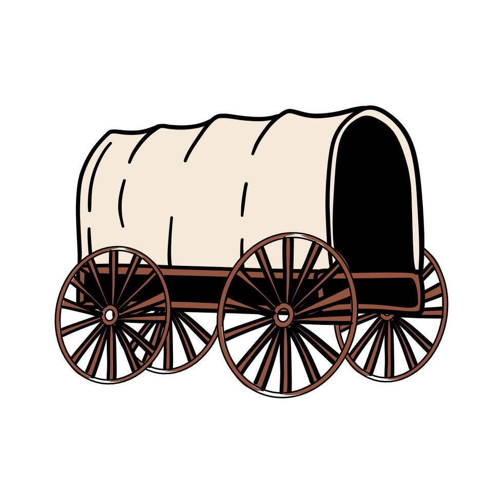 wagon hand drawing illustration vector