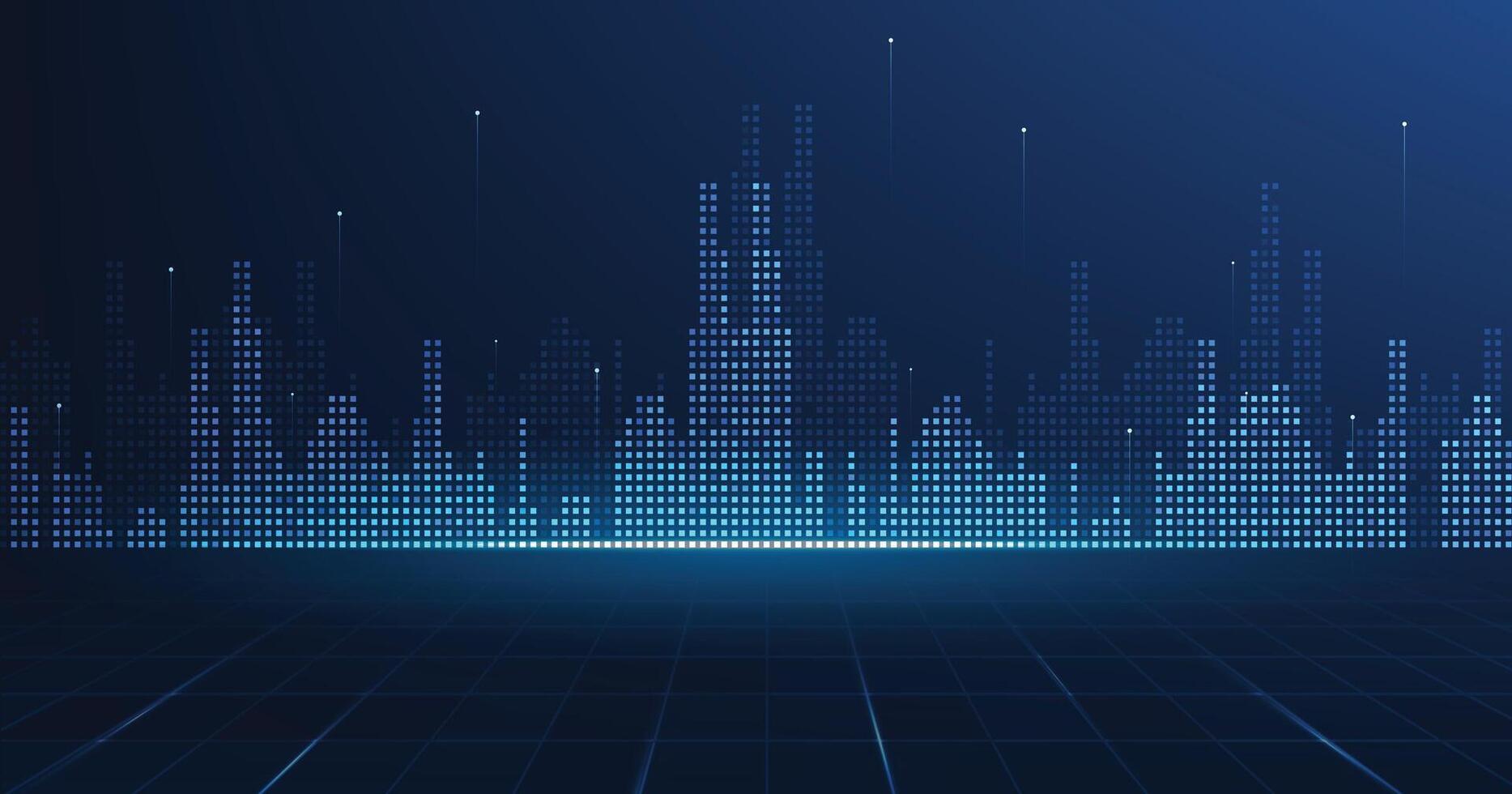 Cityscape Smart city on a dark blue background. vector
