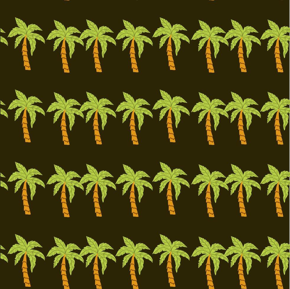 Seamless pattern of tropical palm trees on dark background vector